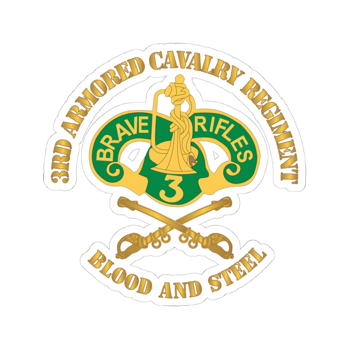 Kiss-Cut Stickers - Army - 3rd Armored Cavalry Regiment DUI - Blood and Steel