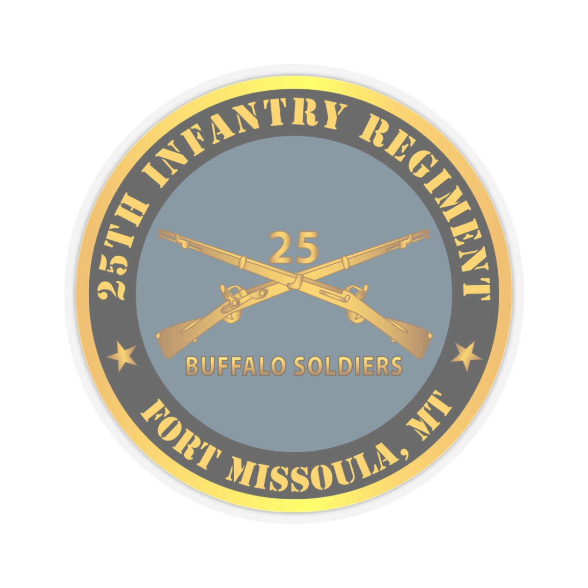 Kiss-Cut Stickers - Army - 25th Infantry Regiment - Fort Missoula, MT - Buffalo Soldiers w Inf Branch