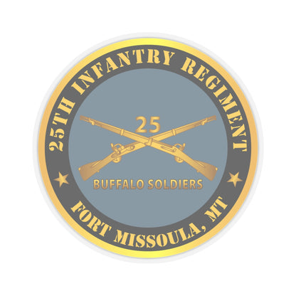 Kiss-Cut Stickers - Army - 25th Infantry Regiment - Fort Missoula, MT - Buffalo Soldiers w Inf Branch