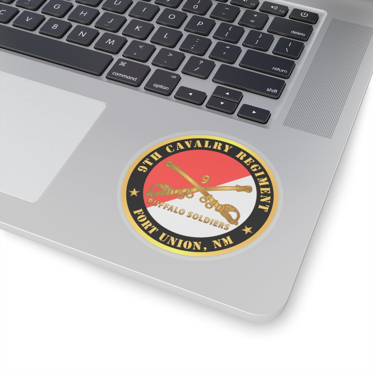 Kiss-Cut Stickers - Army - 9th Cavalry Regiment - Fort Union,  NM - Buffalo Soldiers w Cav Branch