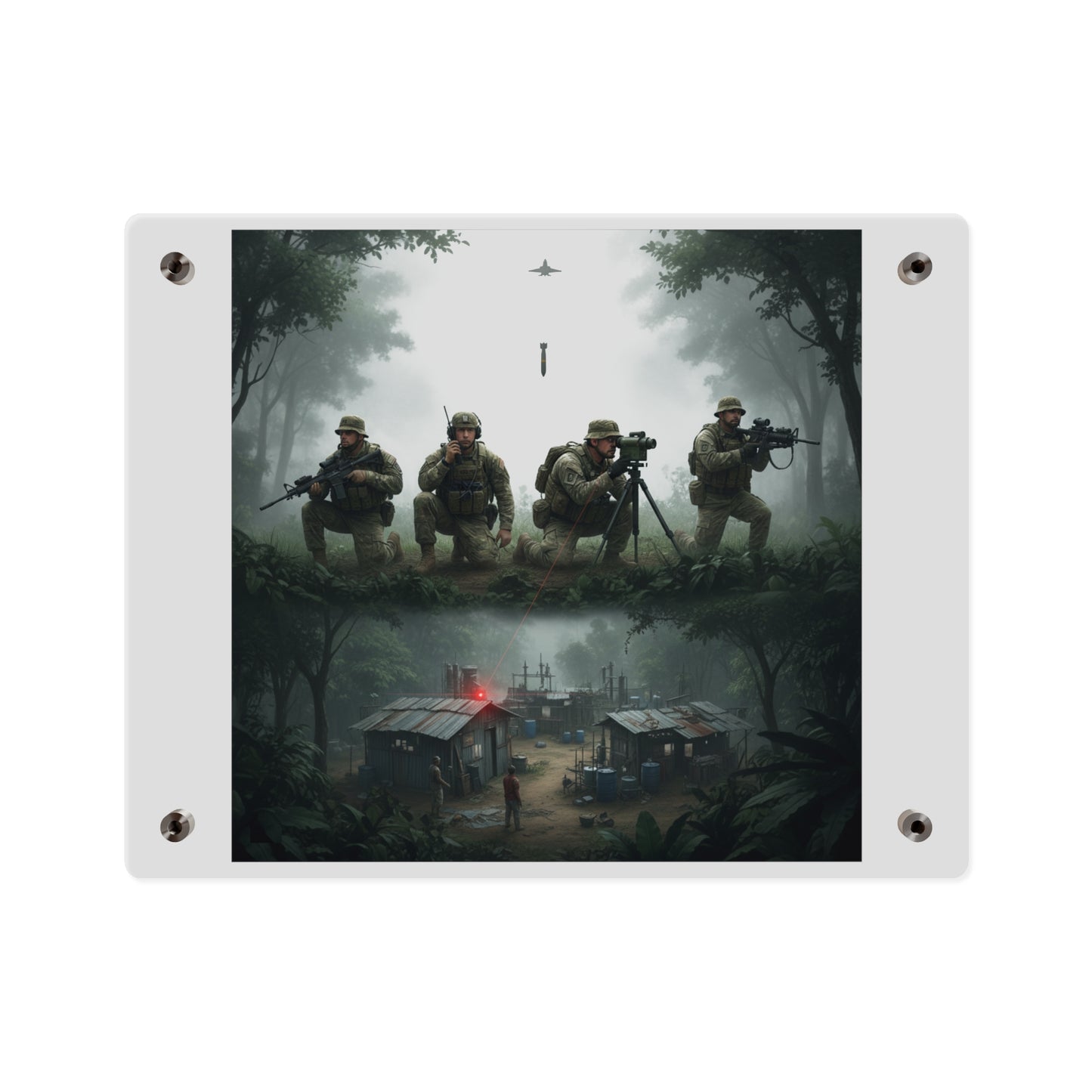 Acrylic Wall Art Panel - Jungle Drug Lab Destruction wo Explosions