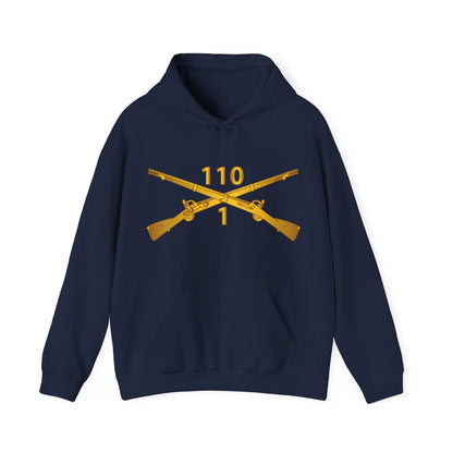 Unisex Heavy Blend™ Hooded Sweatshirt - Army -  1st Battalion, 110th Infantry Regiment - Inf Branch wo Txt X 300