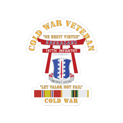 Kiss-Cut Stickers - Army - Cold War Veteran - 187th Infantry Regiment - Torii, Rakkasans, Let Valor Not Fail, English, Latin w COLD SVC