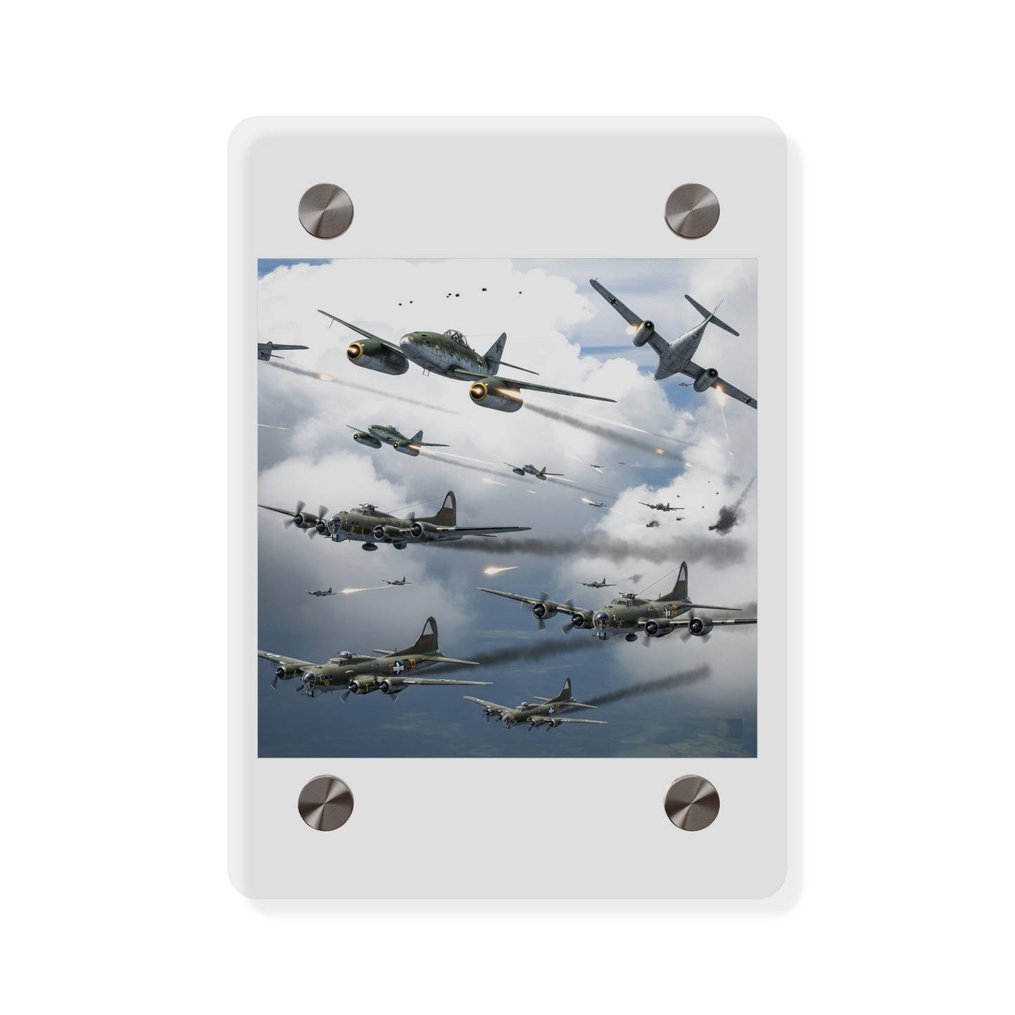 Acrylic Wall Art Panel - German jet fighters attacking US bombing formations