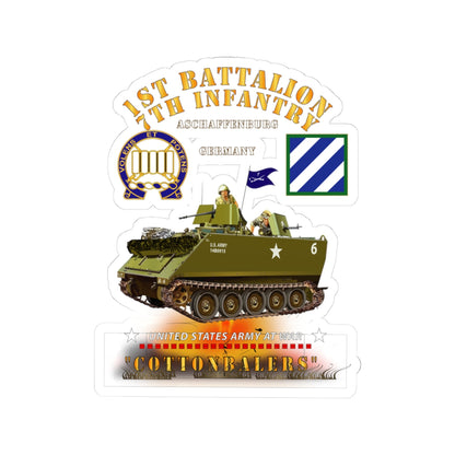Kiss-Cut Stickers - Army - 1st Bn 7th Infantry - Aschaffenburg FRG - M113 APC  - CottonBalers X 300