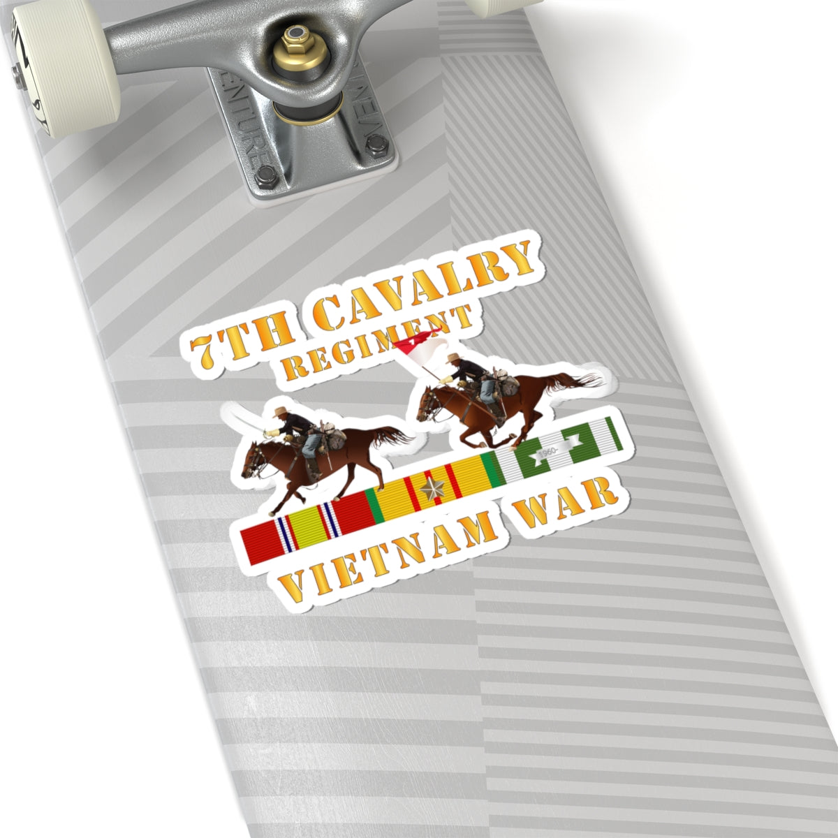 Kiss-Cut Stickers - Army - 7th Cavalry Regiment - Vietnam War wt 2 Cav Riders and VN SVC X300