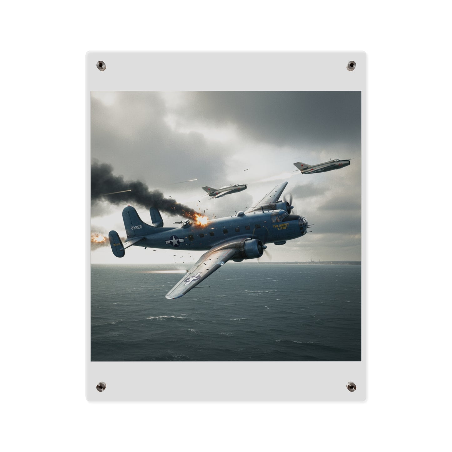 Acrylic Wall Art Panel - April 8, 1950, Baltic Sea - Latvia Soviet fighters shot down a U.S. Navy PB4Y-2 - Liberator - Cold War