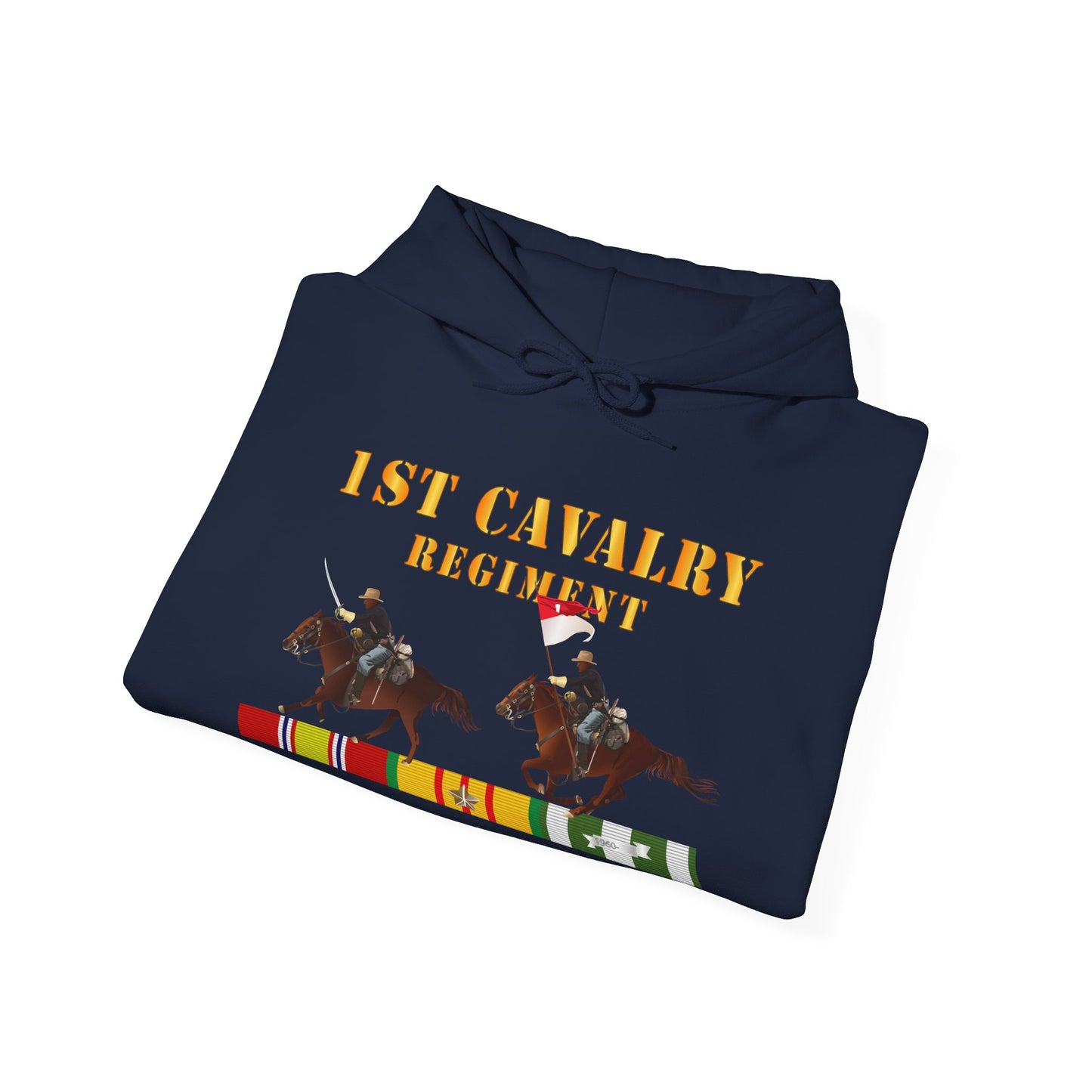 Unisex Heavy Blend™ Hooded Sweatshirt - Army - 1st Cavalry Regiment - Vietnam War wt 2 Cav Riders and VN SVC X300