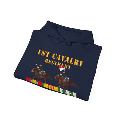 Unisex Heavy Blend™ Hooded Sweatshirt - Army - 1st Cavalry Regiment - Vietnam War wt 2 Cav Riders and VN SVC X300