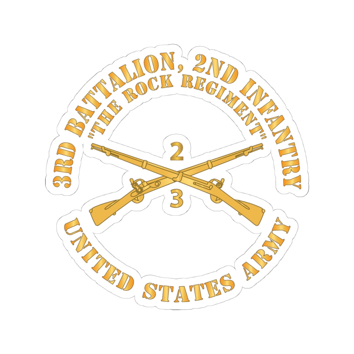 Kiss-Cut Stickers - Army - 3rd Battalion, 2nd Infantry Regiment Branch - The Rock Regiment - US Army