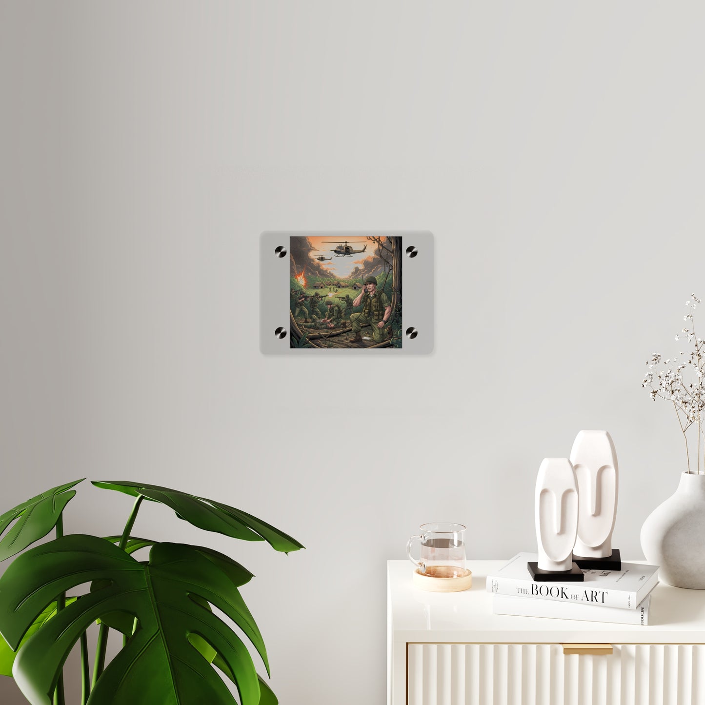 Acrylic Wall Art Panel - Vietnam Patrol Fire Fight Requesting Medevac