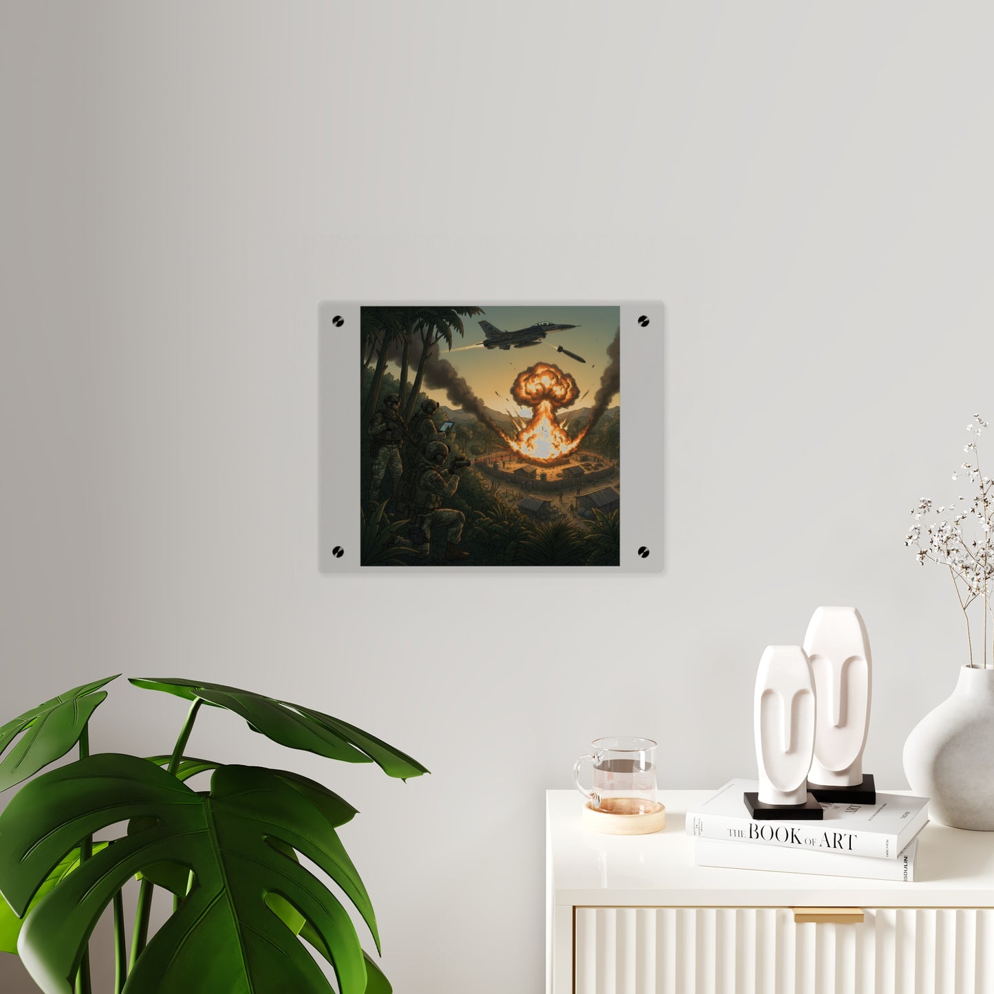 Acrylic Wall Art Panel - Jungle Drug Lab Destruction w Explosions