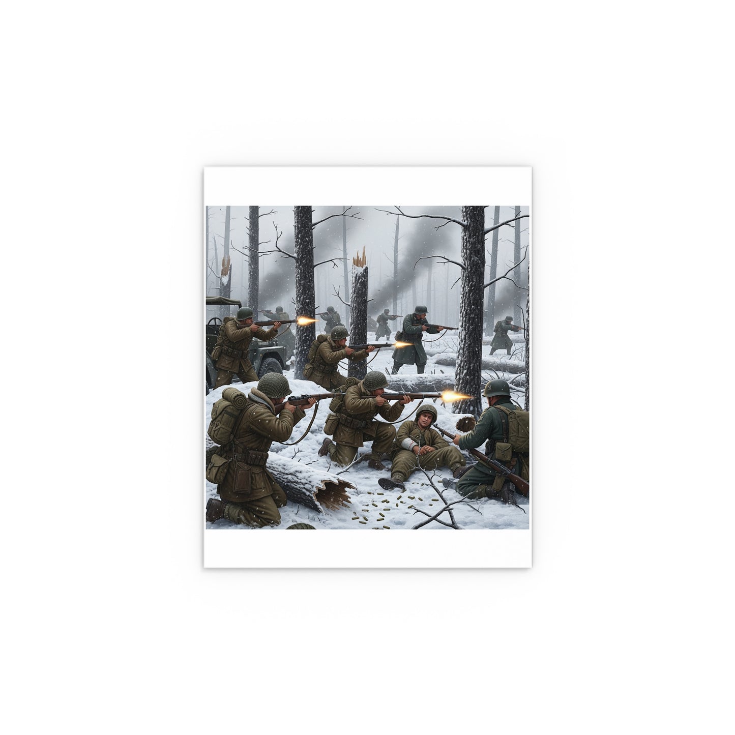 Indoor and Outdoor Silk Posters - 101st Airborne Division fighting the German Army at the Battle of Bastogne