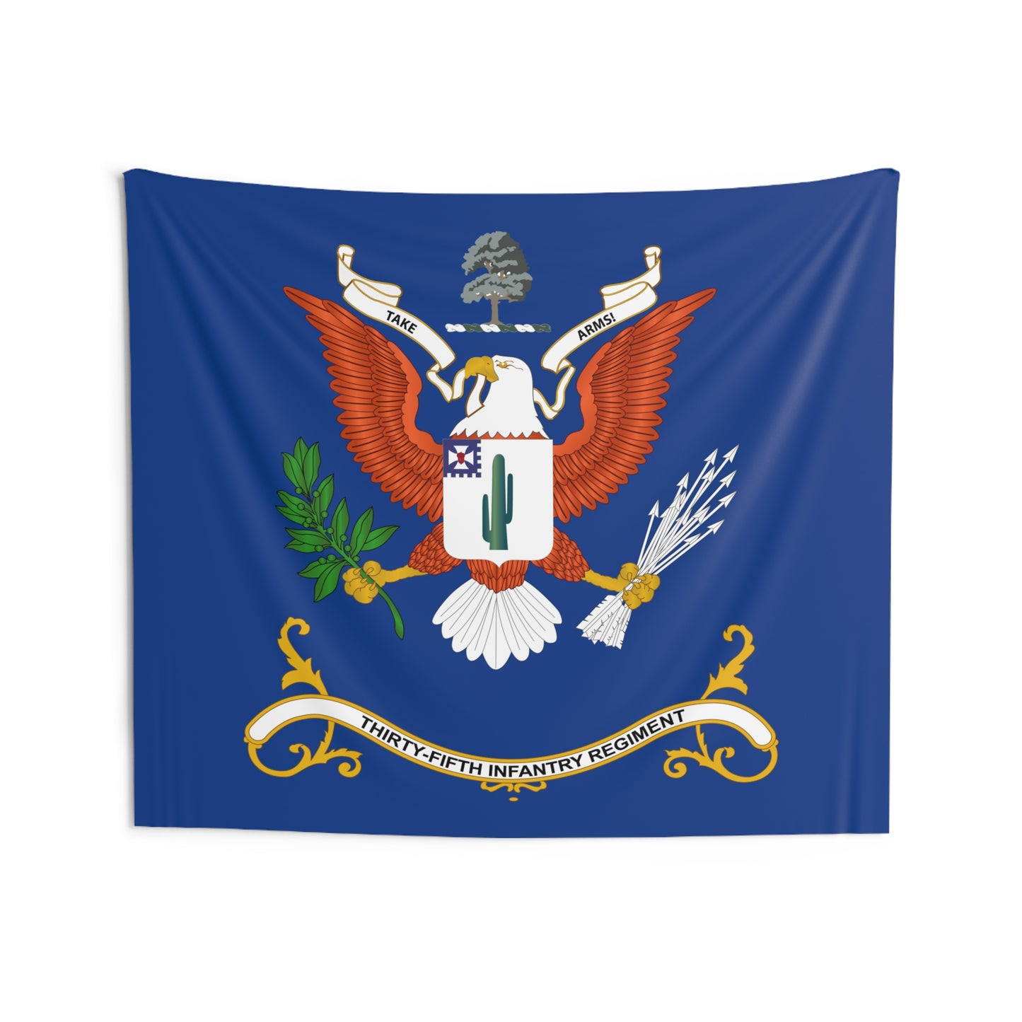 Indoor Wall Tapestries - 35th Infantry Regiment - Take Arms! - Regimental Colors Tapestry