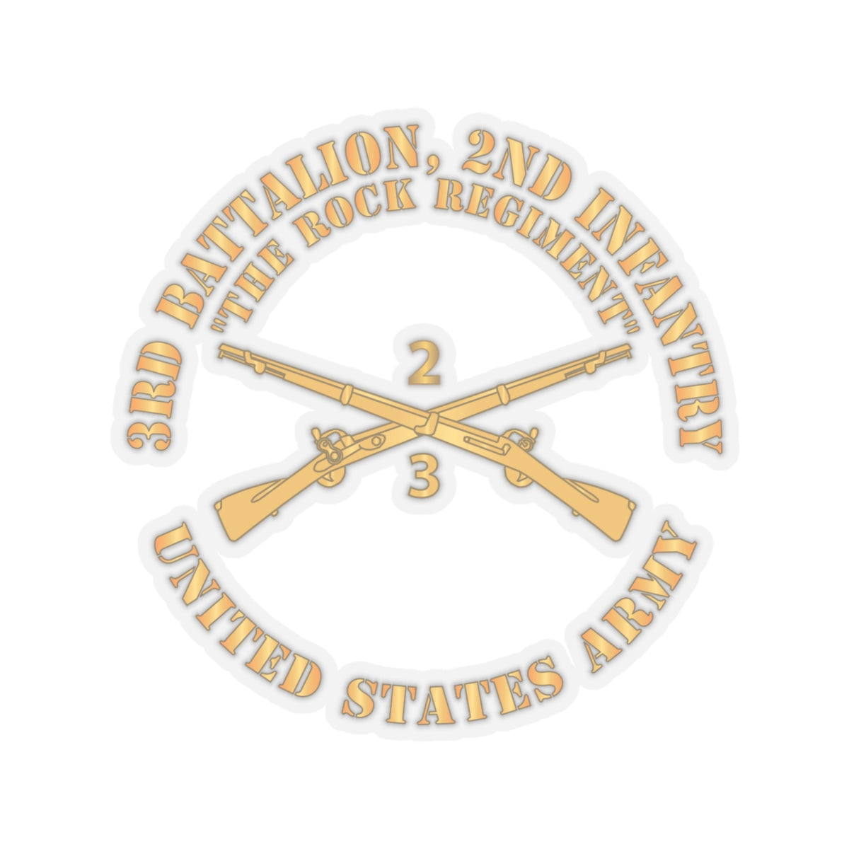 Kiss-Cut Stickers - Army - 3rd Battalion, 2nd Infantry Regiment Branch - The Rock Regiment - US Army