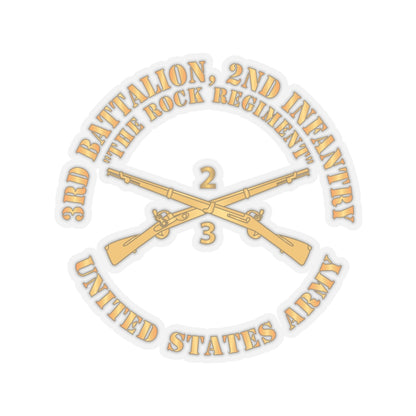 Kiss-Cut Stickers - Army - 3rd Battalion, 2nd Infantry Regiment Branch - The Rock Regiment - US Army