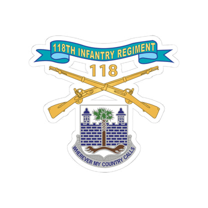 Kiss-Cut Stickers - Army - Army - Army - 118th Infantry Regiment w Ribbon - Br - DUI X 300