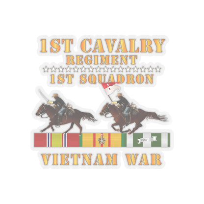 Kiss-Cut Stickers - Army - 1st Squadron, 1st Cavalry Regiment - Vietnam War wt 2 Cav Riders and VN SVC X300