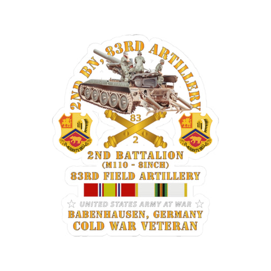 Kiss-Cut Stickers - Army - 2nd Bn 83rd Artillery w M110 - Babenhausen Germany w COLD SVC