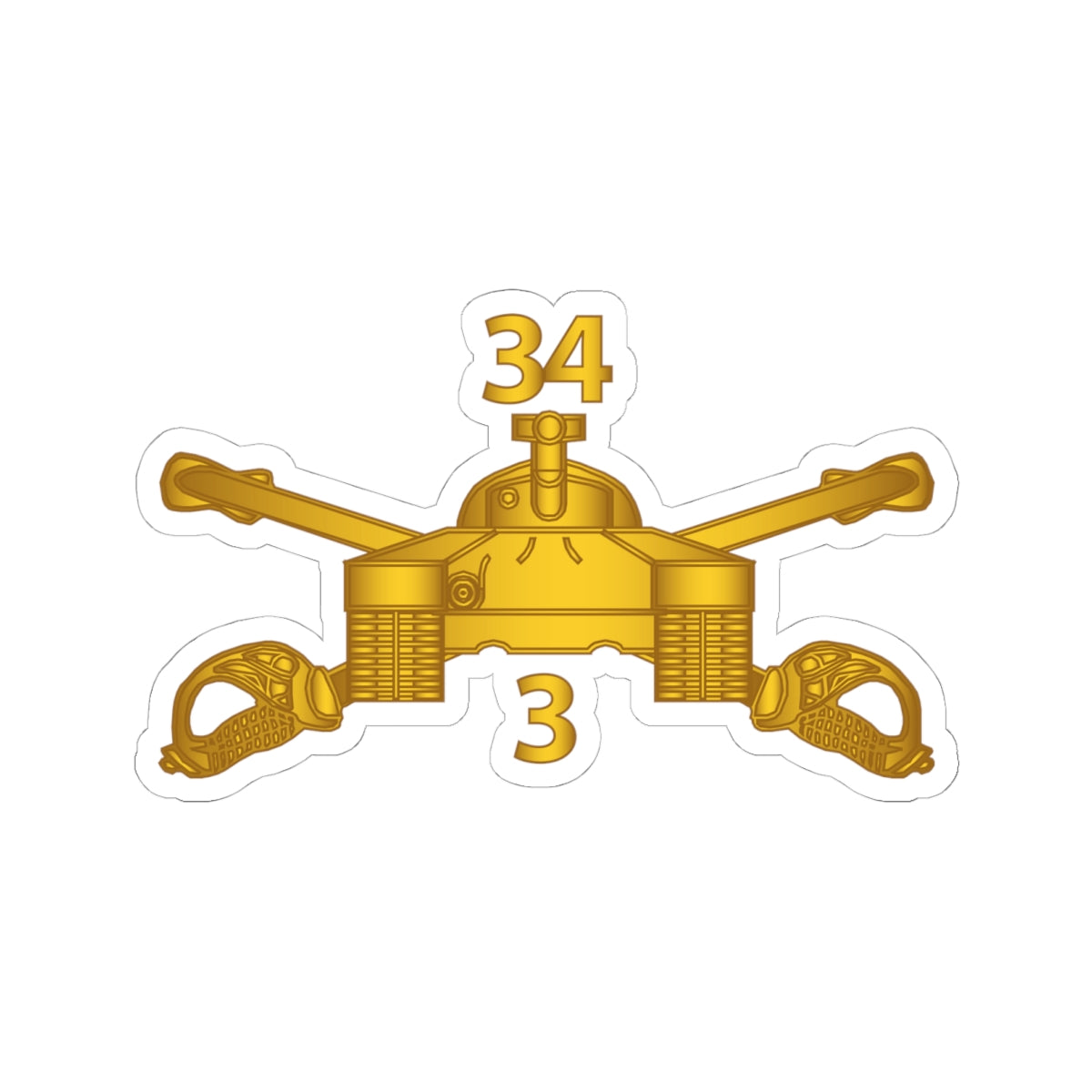 Kiss-Cut Stickers - Army - 3rd Bn 34th Armor - Armor Branch wo Txt