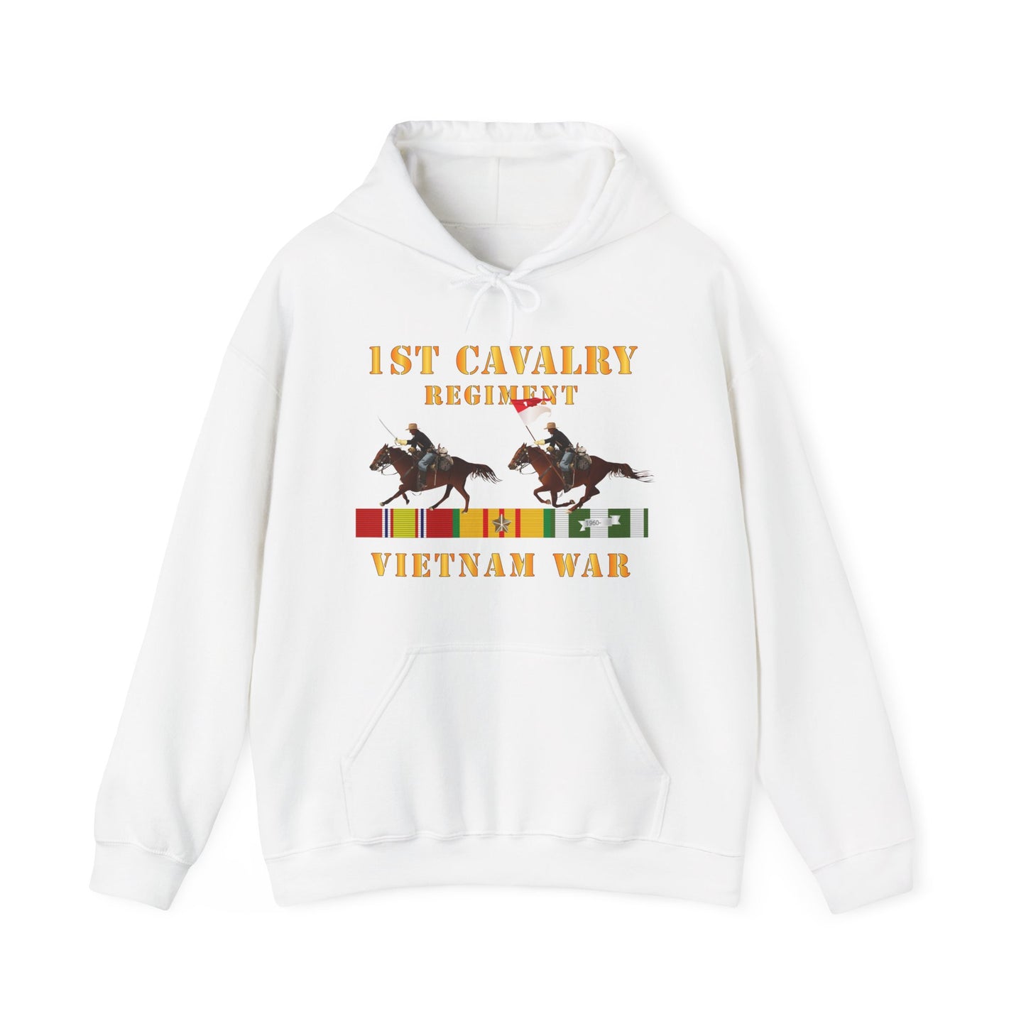 Unisex Heavy Blend™ Hooded Sweatshirt - Army - 1st Cavalry Regiment - Vietnam War wt 2 Cav Riders and VN SVC X300