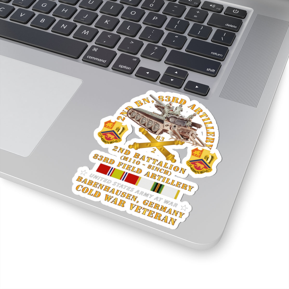 Kiss-Cut Stickers - Army - 2nd Bn 83rd Artillery w M110 - Babenhausen Germany w COLD SVC