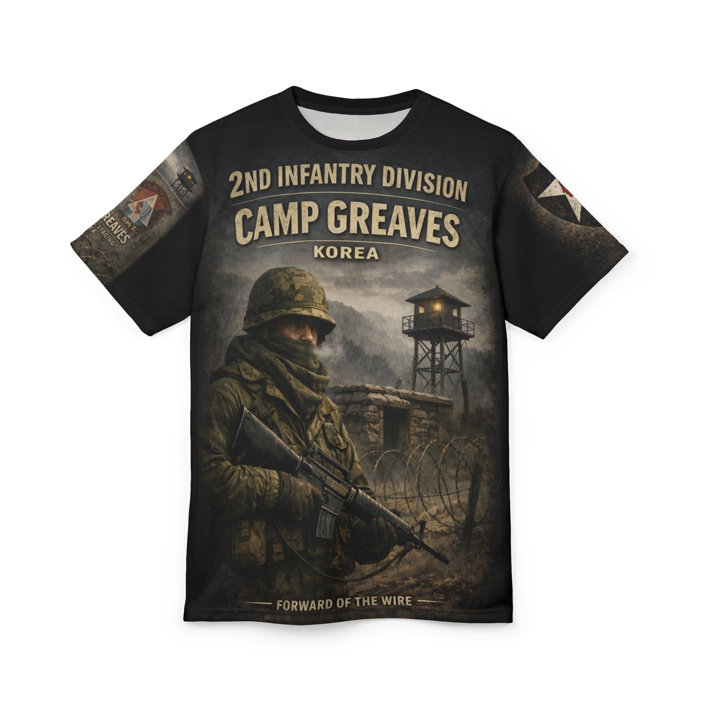 Camp Greaves Korea All-Over Print Tee — "Guarding the DMZ Border"