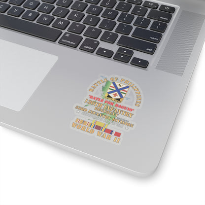 Kiss-Cut Stickers - Army - Battle for Philippines - 130th Infantry Regiment - 33rd Infantry Division w PAC - PHIL SVC