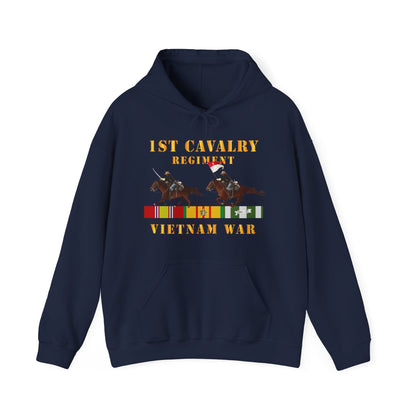 Unisex Heavy Blend™ Hooded Sweatshirt - Army - 1st Cavalry Regiment - Vietnam War wt 2 Cav Riders and VN SVC X300