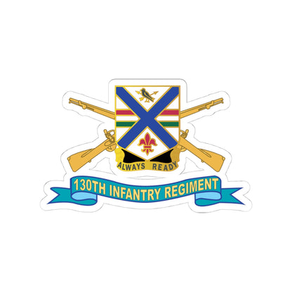 Kiss-Cut Stickers - Army - 130th Infantry Regiment - DUI w Br - Ribbon