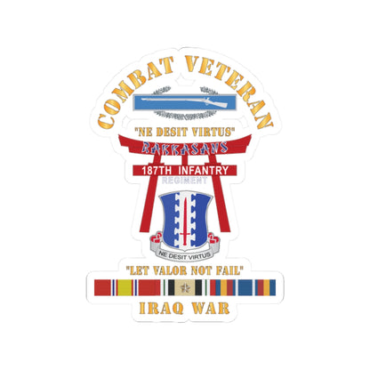 Kiss-Cut Stickers - Army - Combat Veteran - 187th Infantry Regiment - Torii, Rakkasans, Let Valor Not Fail, English, Latin w CIB w IRAQ SVC