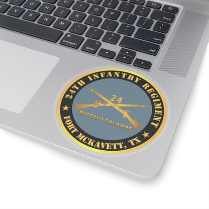 Kiss-Cut Stickers - Army - 24th Infantry Regiment - Fort McKavett, TX - Buffalo Soldiers w Inf Branch