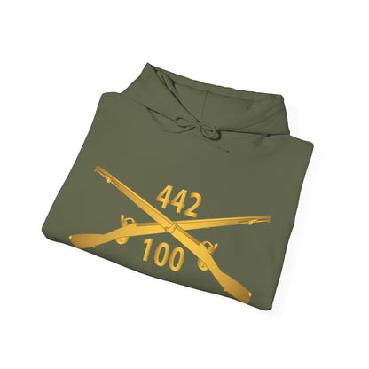 Unisex Heavy Blend™ Hooded Sweatshirt - Army - 100th Infantry Battalion, 442nd Infantry Regiment - wo Txt w Br X 300