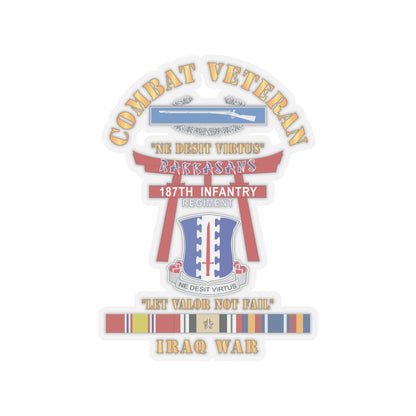 Kiss-Cut Stickers - Army - Combat Veteran - 187th Infantry Regiment - Torii, Rakkasans, Let Valor Not Fail, English, Latin w CIB w IRAQ SVC