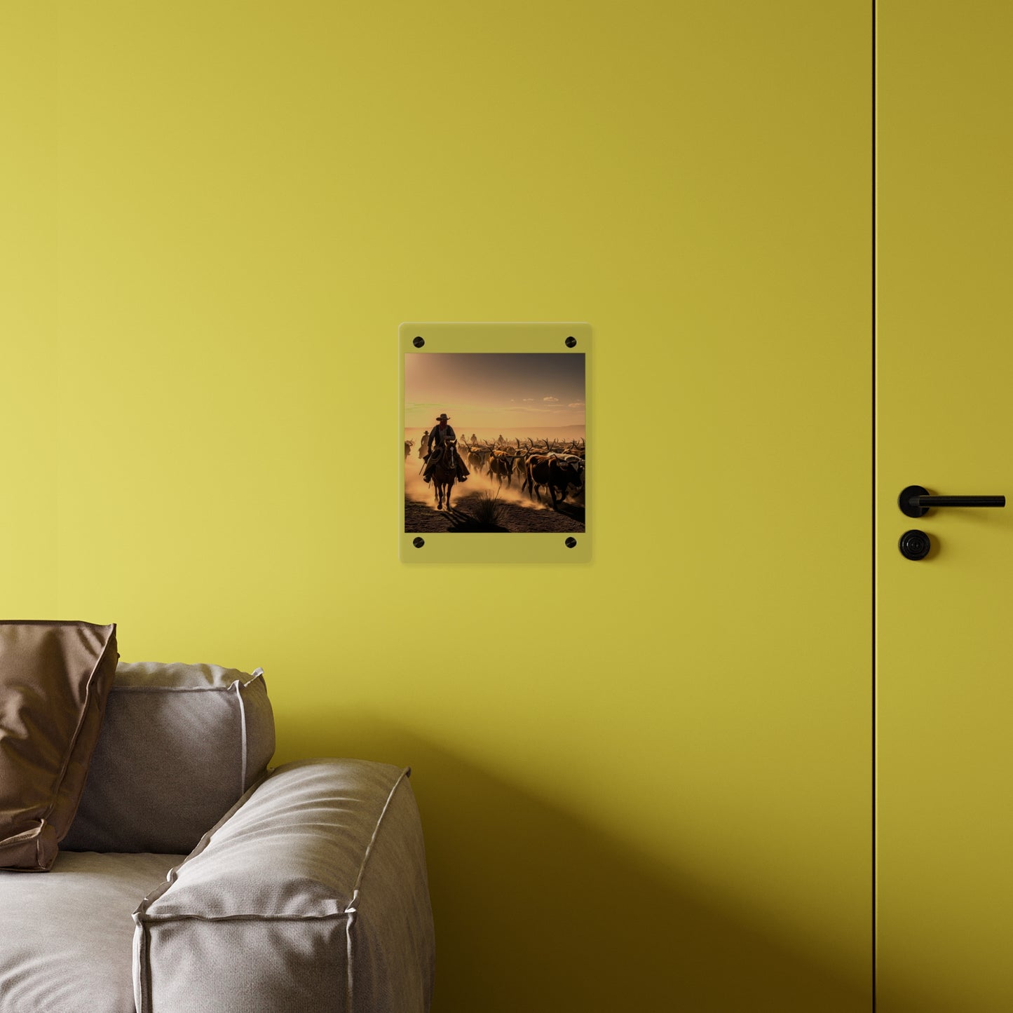 Acrylic Wall Art Panel - Dirty, dusty cattle drive in the Old West