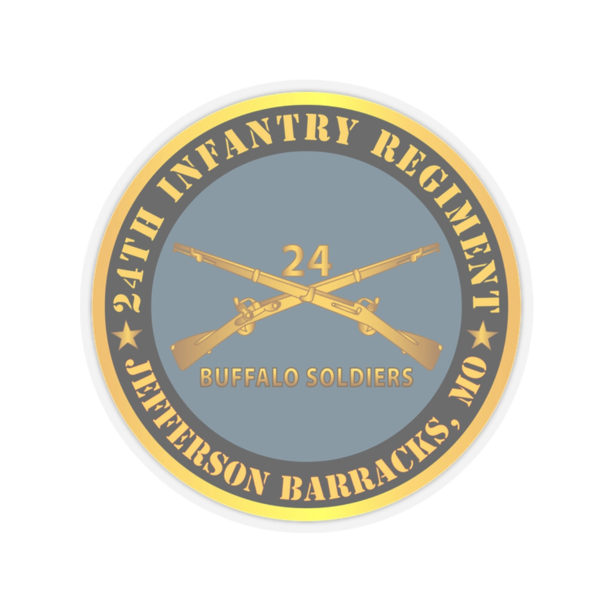 Kiss-Cut Stickers - Army - 24th Infantry Regiment - Jefferson Barracks, MO - Buffalo Soldiers w Inf Branch