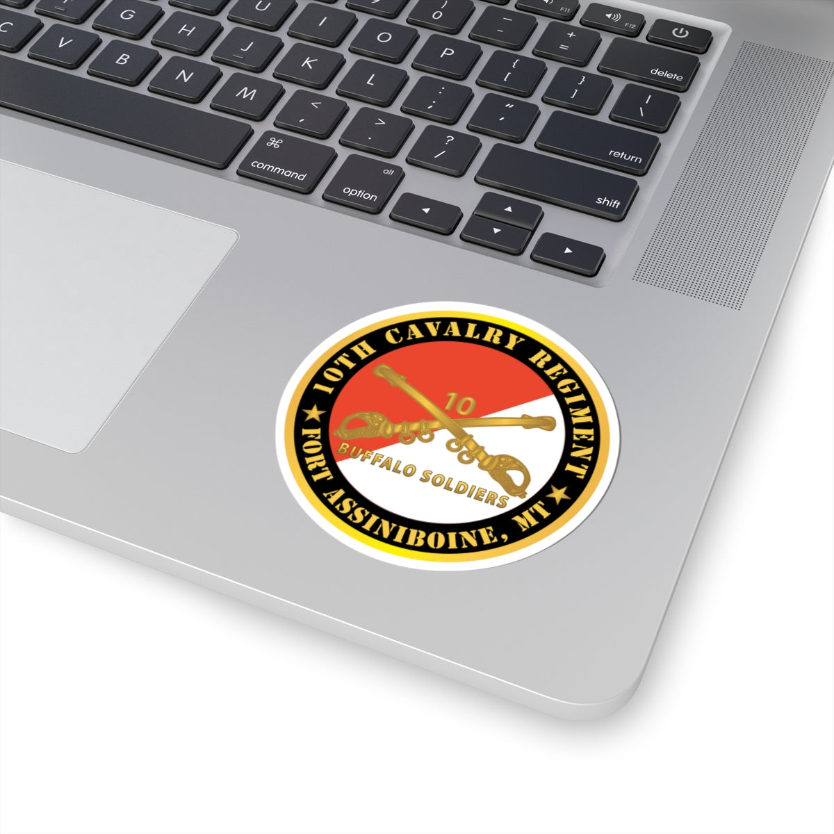 Kiss-Cut Stickers - Army - 10th Cavalry Regiment - Fort Assiniboine,  MT - Buffalo Soldiers w Cav Branch