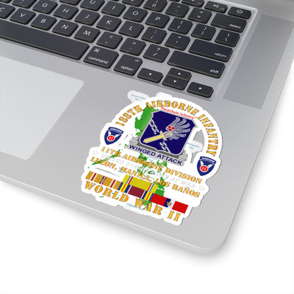 Kiss-Cut Stickers - Army - 188th Airborne Infantry - The Philippines - WWII w PAC SVC X 300
