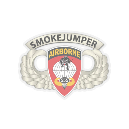 Kiss-Cut Stickers - Army - Airborne Badge - 555th Parachute Infantry Bn - SSI w SmokeJumper Tab