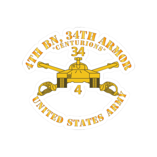 Kiss-Cut Stickers - Army - 4th Bn, 34th Armor - Centurions  - Armor Branch