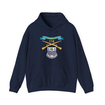 Unisex Heavy Blend™ Hooded Sweatshirt - Army - 118th Infantry Regiment w Ribbon - Br - DUI X 300
