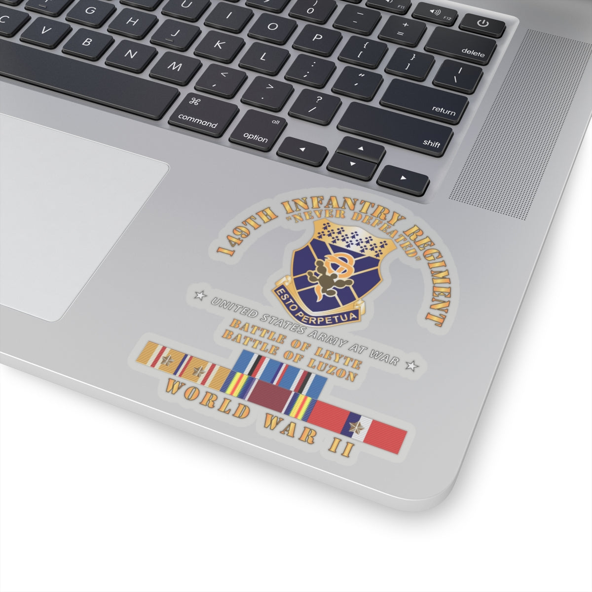 Kiss-Cut Stickers - Army -  149th Infantry Regiment - Battle of Leyet-Luzon - COA - WWII PAC SVC X 300