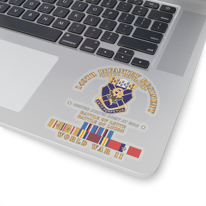 Kiss-Cut Stickers - Army -  149th Infantry Regiment - Battle of Leyet-Luzon - COA - WWII PAC SVC X 300
