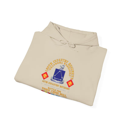 Unisex Heavy Blend™ Hooded Sweatshirt - Army - 180th Infantry Regiment - 45th ID - Battle Pork Chop Hill, Korean War X 300