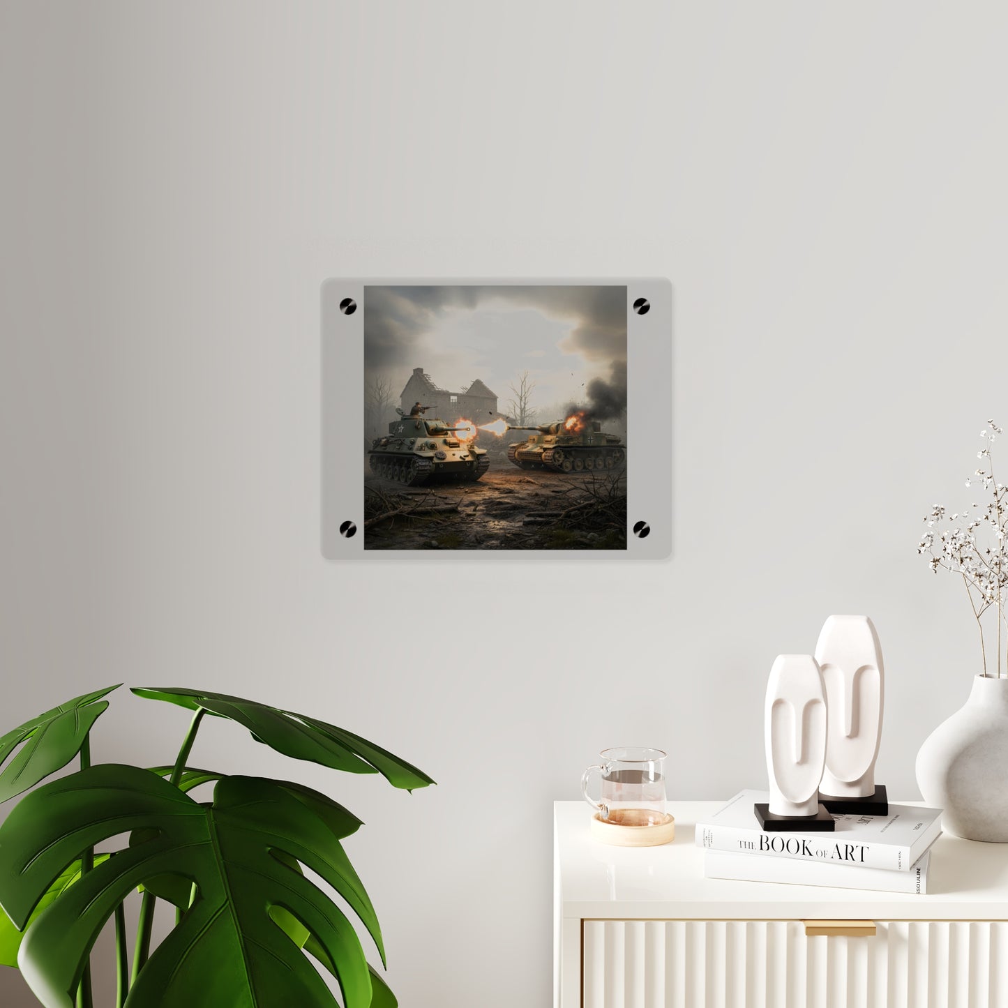 Acrylic Wall Art Panel - M10 Wolverine battles German Panzer Tank WWII