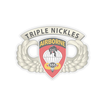 Kiss-Cut Stickers - Army - Airborne Badge - 555th Parachute Infantry Bn - SSI w  Triple Nickles Tab X 300