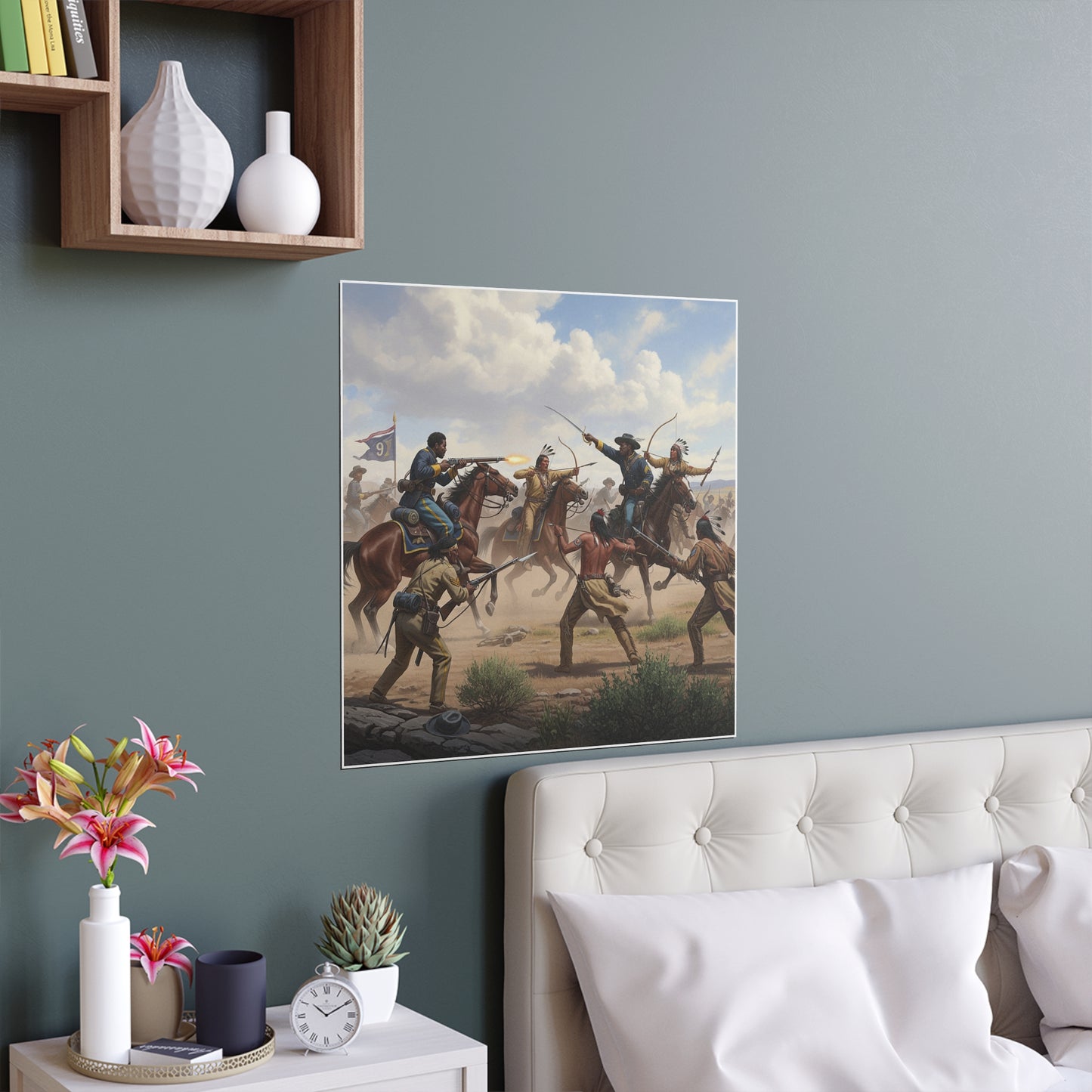Indoor and Outdoor Silk Posters - 9th Cavalry Regiment fighting Native Americans during the Indian Wars