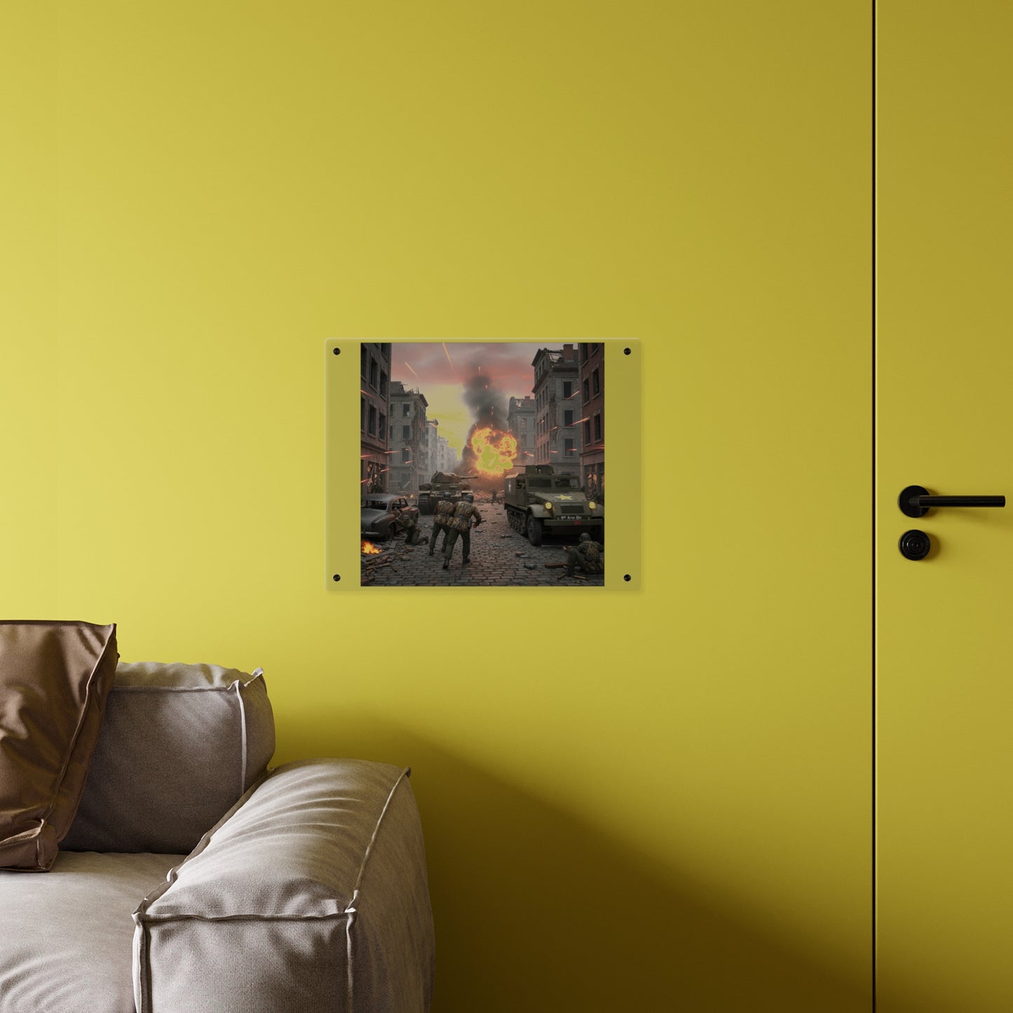 Acrylic Wall Art Panel - M3A1 - 9th Armor Division Attack - WWII