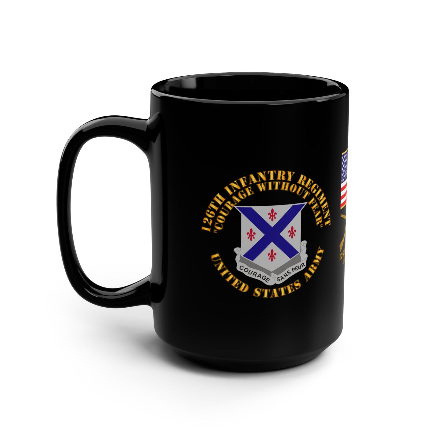 Mug - Army 126th Infantry Regiment DUI/ Coat of Arms - 15oz Black