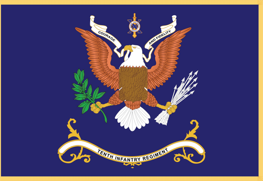 Rectangle Flags - Army - Regimental Colors - 10th Infantry Regiment  - COURAGE AND FIDELITY X 300